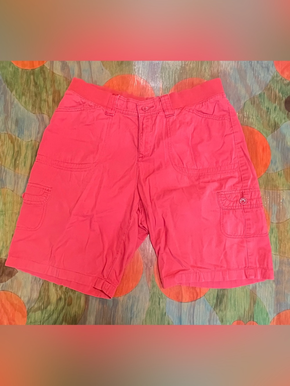 Lee Comfort Waist Relaxed Fit Cargo Walking Shorts Faded Red Size 8 Medium Cotto